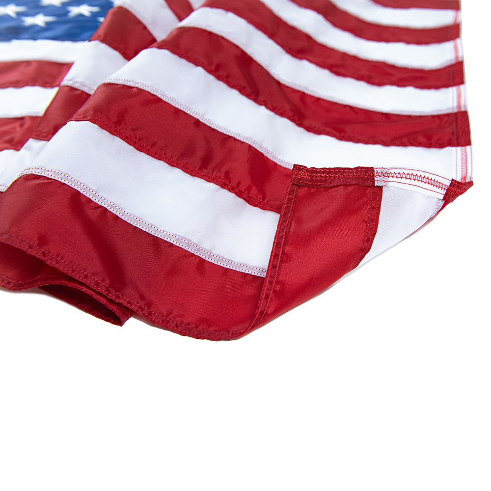 3' x 5' Elizabeth Ross American Flag Kit with Black Aluminum Pole, Gold Finial, Spinning Rings, and Mounting Bracket