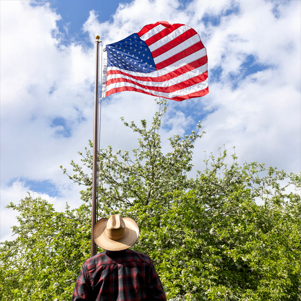 Pre-Order: 18' Bronze Steel In-Ground Flagpole Kit with 4'x6' Elizabeth Ross Nylon American Flag