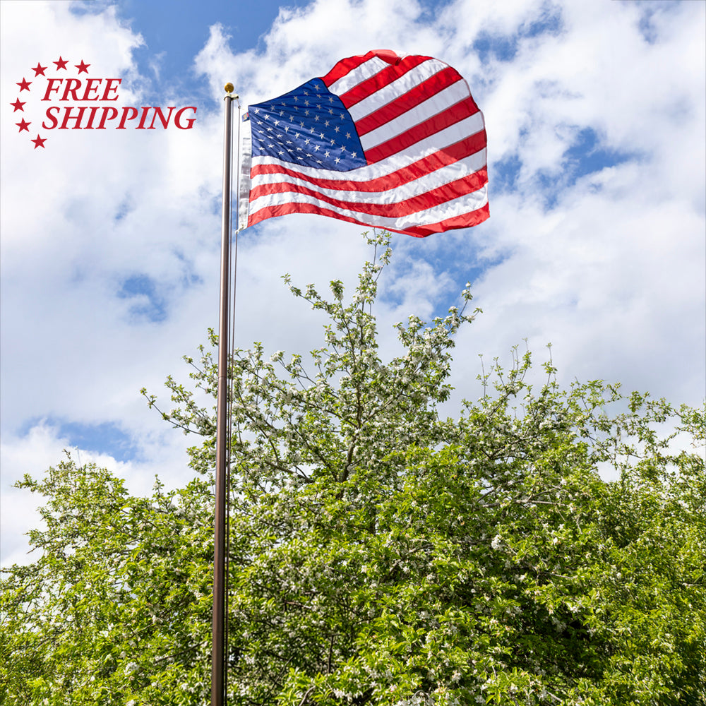 18' Bronze Steel In-Ground Flagpole Kit with 4'x6' Flag