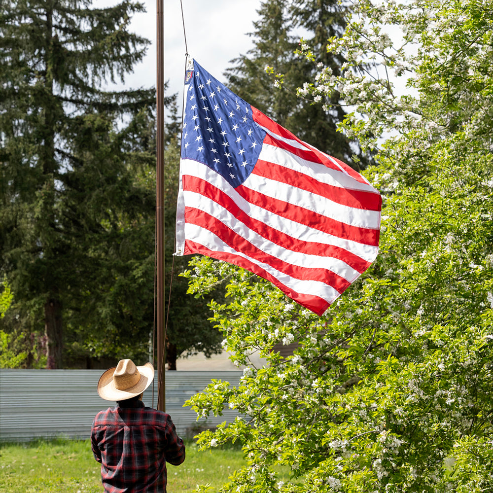18' Bronze Steel In-Ground Flagpole Kit with 4'x6' Elizabeth Ross Nylon American Flag