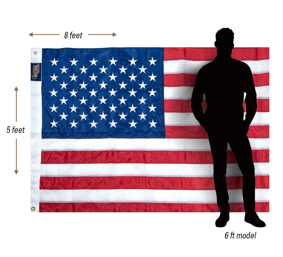 5’ x 8’ Elizabeth Ross American Flag with Embroidered Stars