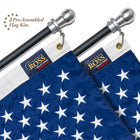 2-Pack American Flag Kit Bundle - Black Aluminum Poles with Silver Spinning Rings