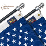 2-Pack American Flag Kit Bundle - Black Aluminum Poles with Silver Spinning Rings