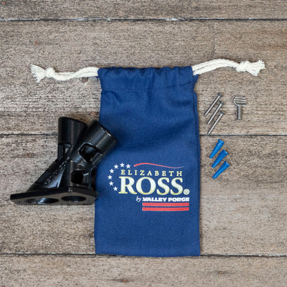 3' x 5' Elizabeth Ross American Flag Kit with Black Aluminum Pole, Silver Finial, Spinning Rings, and Mounting Bracket