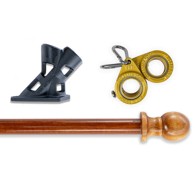 Premium Flag Display Accessory Bundle - Wood/Gold