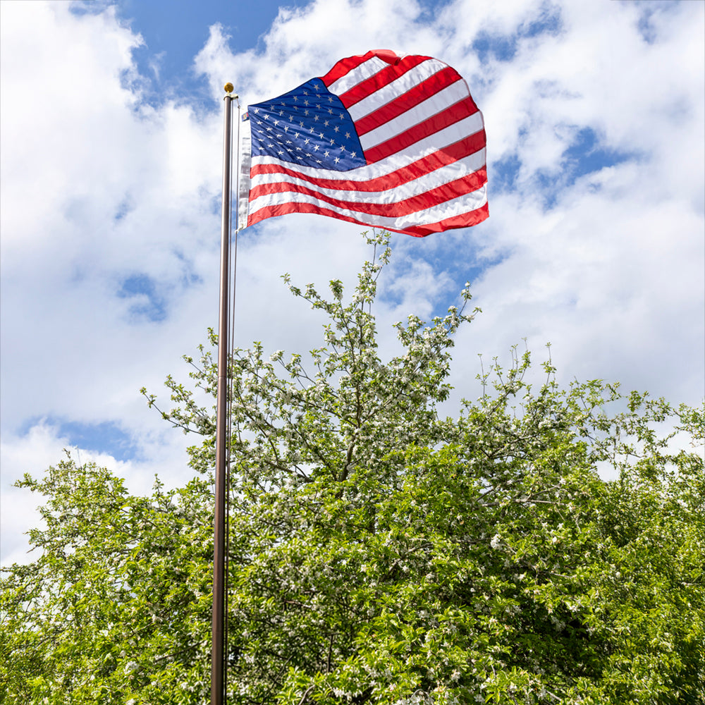 18' Bronze Steel In-Ground Flagpole Kit with 4'x6' Elizabeth Ross Nylon American Flag