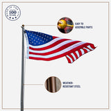 18' Bronze Steel In-Ground Flagpole Kit with 4'x6' American Flag — features and construction details